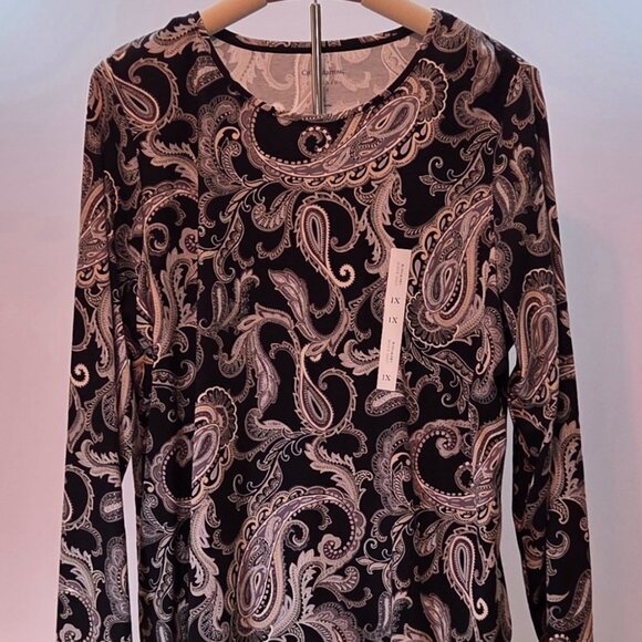 NWT - Croft & Barrow Classic Long Sleeve Paisley Print 100% Cotton Tee – Size 1X - Picture 11 of 11